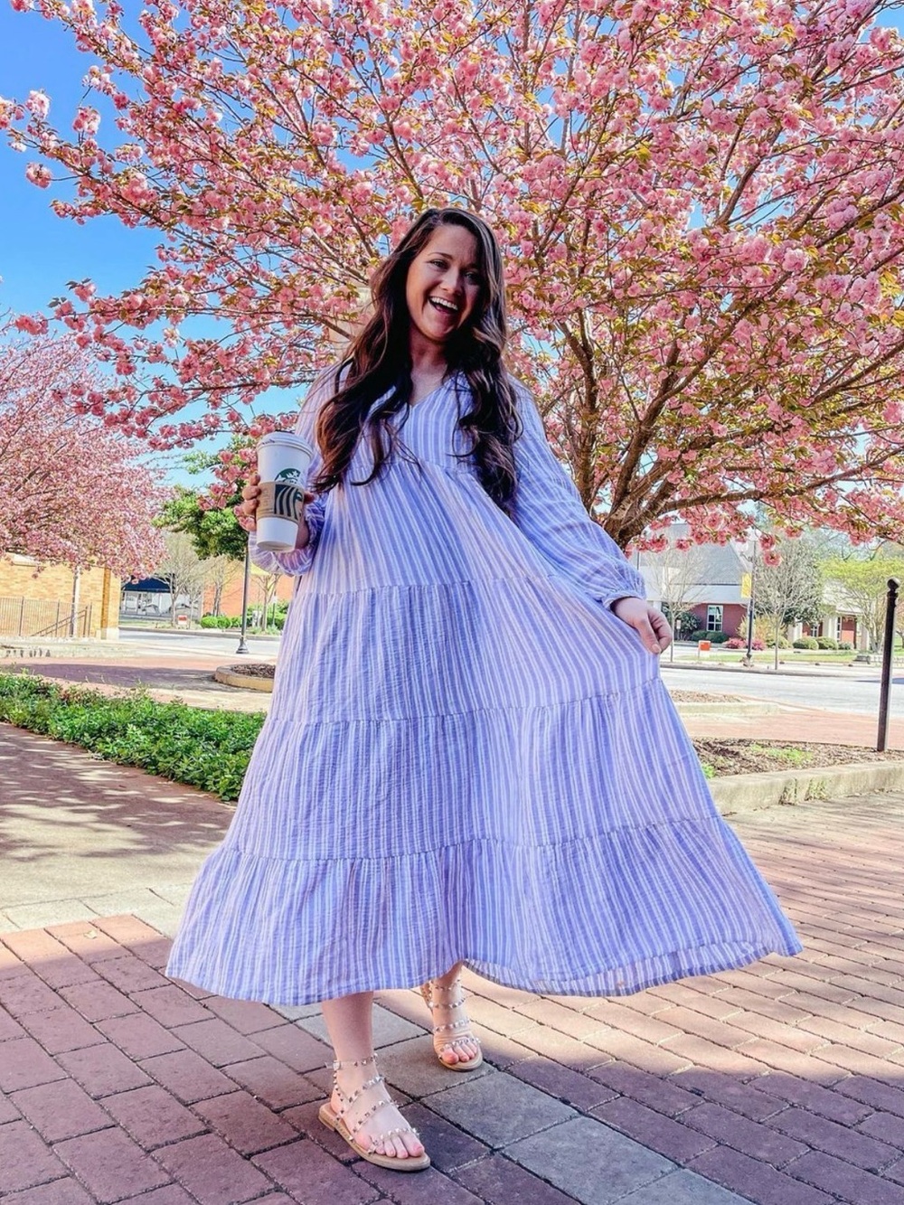 Universal Thread Lavender Stripe Tiered Maxi Dress
